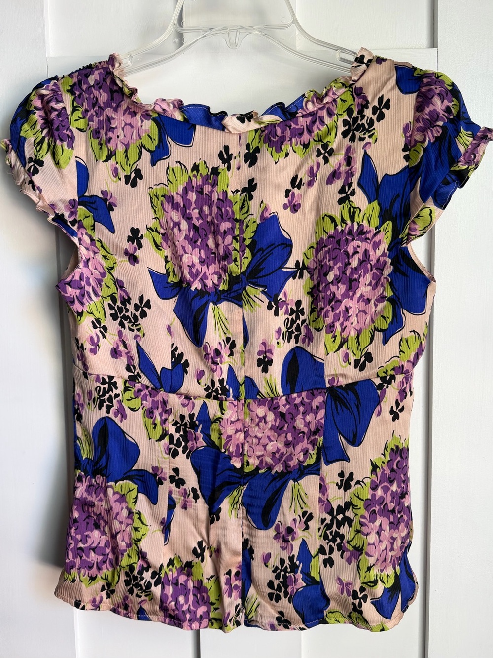 Nanette Lepore Pink Floral Ruffle Sleeve Silk Blouse - Picture 8 of 15